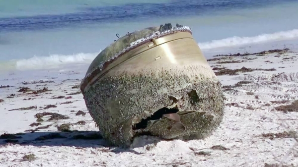 The mysterious object washed up off western Australia, about 250km north of Perth. — courtesy Reuters