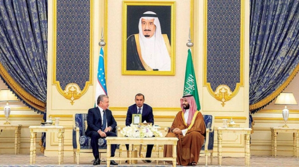 Saudi Crown Prince and Prime Minister Mohammed bin Salman meets Uzbek President Shavkat Mirziyoyev in Jeddah last year (File photo). 

