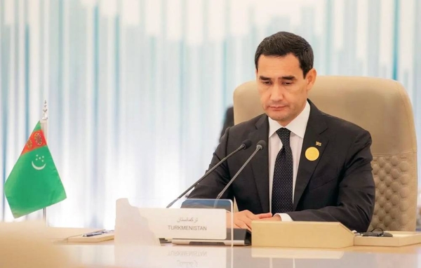 Turkmenistan President Serdar Berdimuhamedov addresses the GCC- Central Asia Summit in Jeddah on Wednesday.