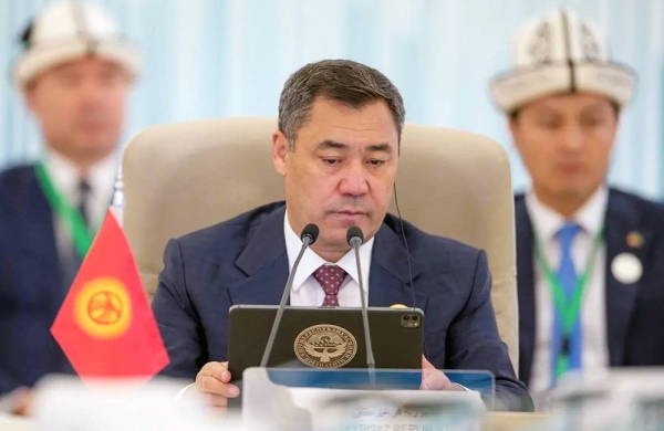 Kyrgyz President Sadyr Japarov addresses the GCC-Central Asia Summit in Jeddah on Wednesday.