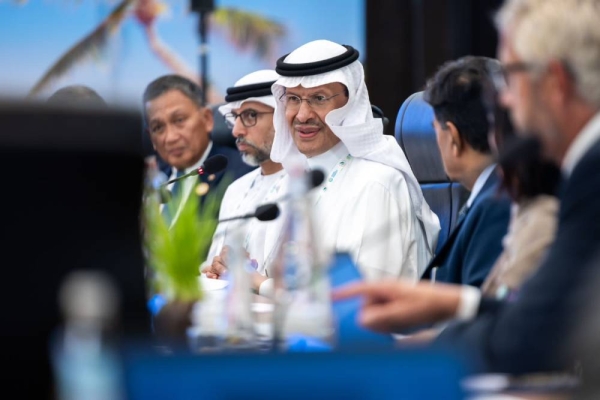 Energy Minister Prince Abdulaziz Bin Salman chairs the meeting of the roundtable on Green and Low-Carbon Hydrogen held in Goa, India.