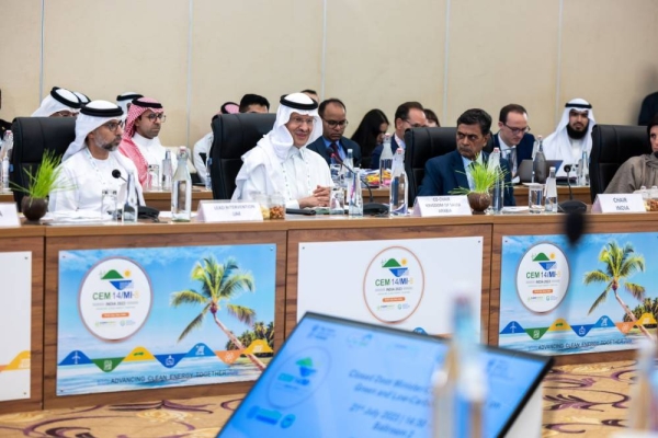 Energy Minister Prince Abdulaziz Bin Salman chairs the meeting of the roundtable on Green and Low-Carbon Hydrogen held in Goa, India.