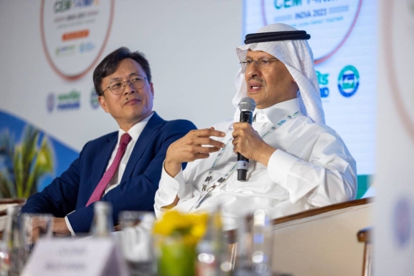 Saudi Minister of Energy Prince Abdulaziz bin Salman attending an energy dialogue session in the Indian state of Goa.