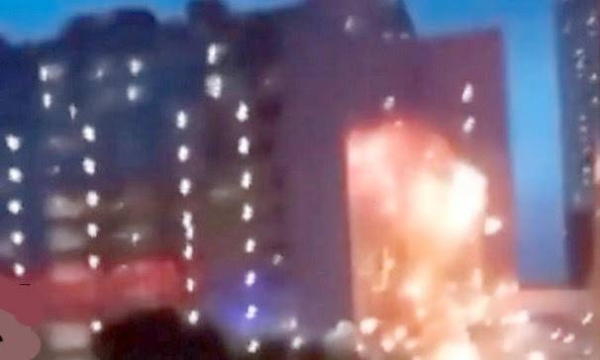 Huge blast as drone explodes in Moscow