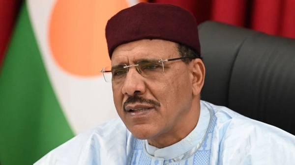 Niger's President Mohamed Bazoum, seen here on May 2, 2022, is being held captive by soldiers at the presidential palace in Niamey.