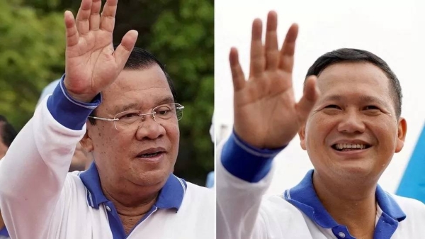 Hun Manet (R) is the eldest son of Hun Sen (L) who ruled Cambodia for nearly four decades
