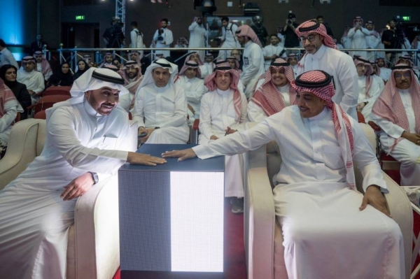 Minister of Media and Chairman of the Board of Directors of the Saudi Broadcasting Authority (SBA) Salman Al-Dosari inaugurates the SBA Training Academy and the Digital Audio Broadcasting (DAB ) technology in Riyadh on Monday.