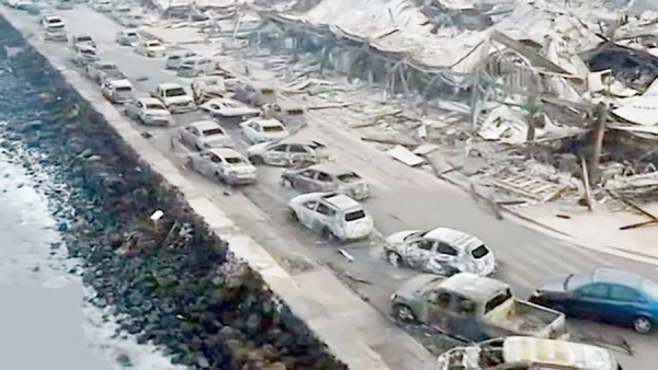 Extensive devastation left by Maui wildfires.