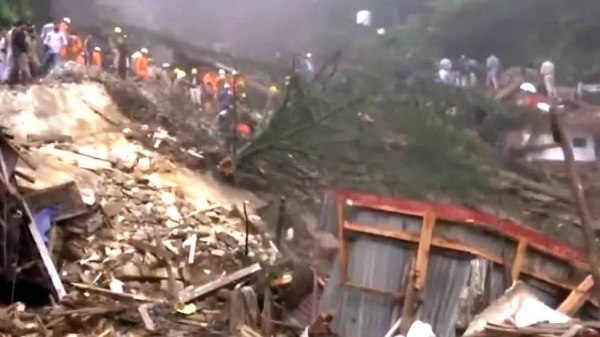 Authorities said the temple collapsed due to a landslide