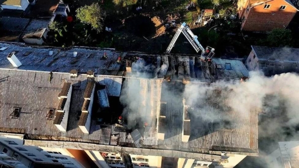 Building destroyed during a Russian missile strike, amid Russia's attack on Ukraine, in Lviv, Ukraine August 15, 2023.