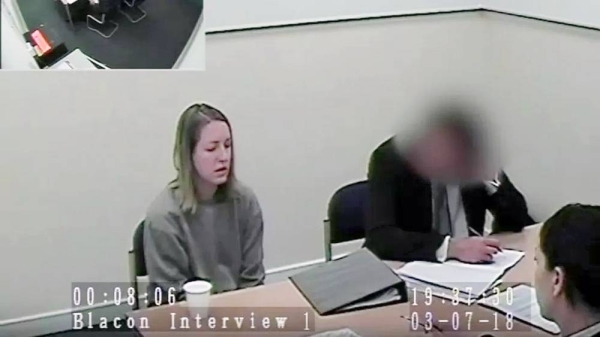 Lucy Letby pictured during her first interview in police custody in 2018. — courtesy Cheshire Police