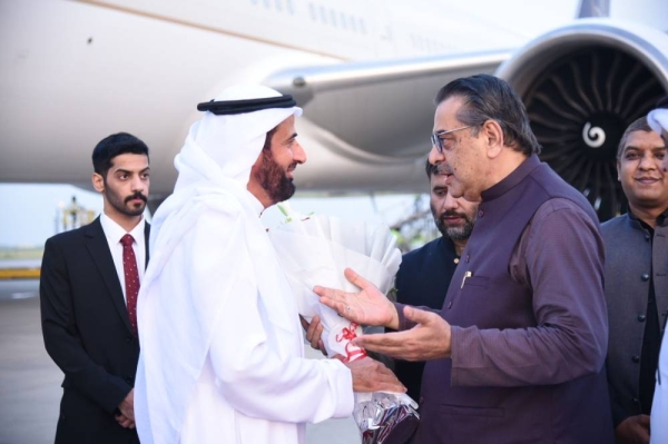 Pakistan’s Minister of Religious Affairs and Interfaith Harmony Aneeq Ahmed receiving Saudi Minister of Hajj and Umrah Dr. Tawfiq Al-Rabiah in Islamabad on Sunday.
