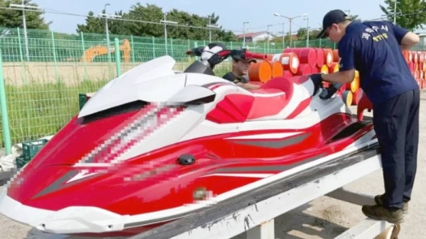 Jet ski used to illegally enter South Korea. — courtesy South Korea Coast Guard/AFP