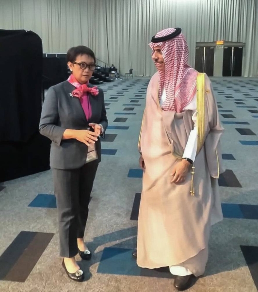 Saudi Arabia's Minister of Foreign Affairs Prince Faisal bin Farhan met on Thursday with the Indonesian Minister of Foreign Affairs, Retno Marsudi, on the sidelines of the BRICS-Africa Outreach and BRICS Plus Dialogue, currently being held in Johannesburg, South Africa.