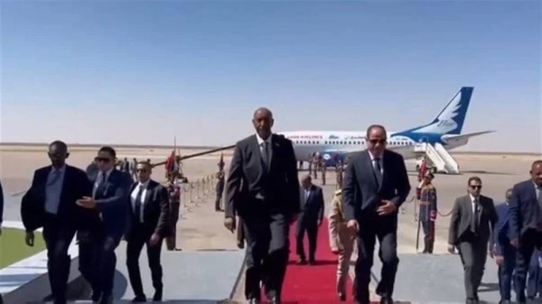 Al-Burhan was received by Egyptian President Abdel-Fattah El-Sisi upon his arrival at El-Alamein International Airport on the North Coast.