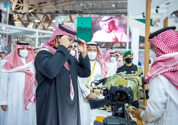 Crown Prince and Prime Minister Mohammed bin Salman tours the pavilions after inaugurating the first edition of World Defense Show, held in Riyadh in March 2022 (File photo).