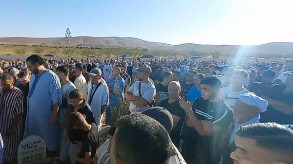 Mourners attend the funeral of Bilal Kissi in Saidia, on Thursday. — courtesy AFP