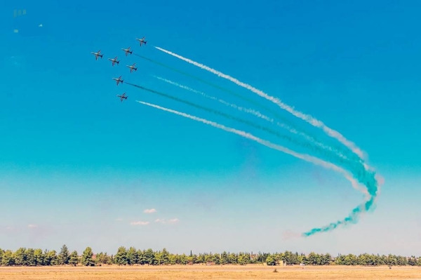 The Royal Saudi Air Force (RSAF) concluded its participation in the Athens Air Show 2023 with two Typhoon jets and the aircraft of the Saudi Falcons Aerobatic Team.