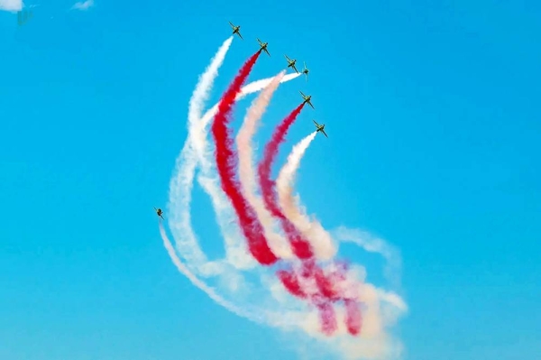 The Royal Saudi Air Force (RSAF) concluded its participation in the Athens Air Show 2023 with two Typhoon jets and the aircraft of the Saudi Falcons Aerobatic Team.