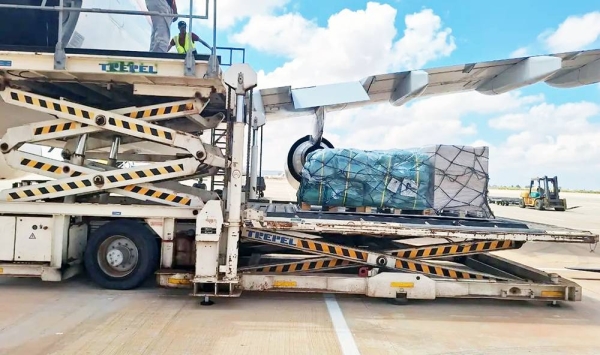 A third Saudi relief plane carrying 50 tons of food assistance arrived at Benghazi's Benina International Airport Monday.