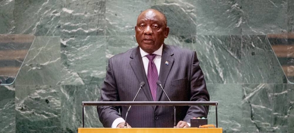 President Matamela Cyril Ramaphosa of South Africa addresses the general debate of the General Assembly’s 78th session. — courtesy UN Photo/Cia Pak