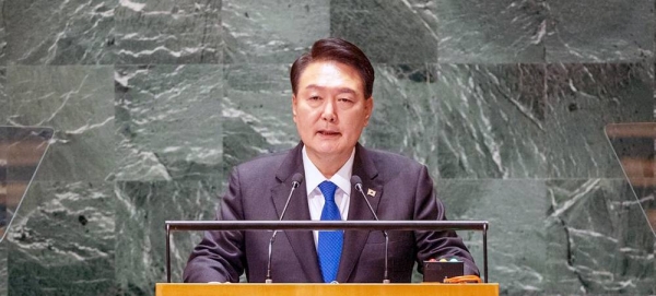 South Korea President Yoon Suk Yeol of the Republic of Korea addresses the general debate of the General Assembly’s 78th session. — courtesy UN Photo/Cia Pak