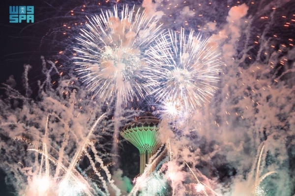 The glow of fireworks celebrating the 93rd Saudi National Day dazzled millions of citizens and residents in various regions of the Kingdom on Saturday evening.