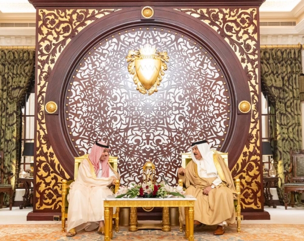 King Hamad of Bahrain receives the Saudi foreign minister in Manama.