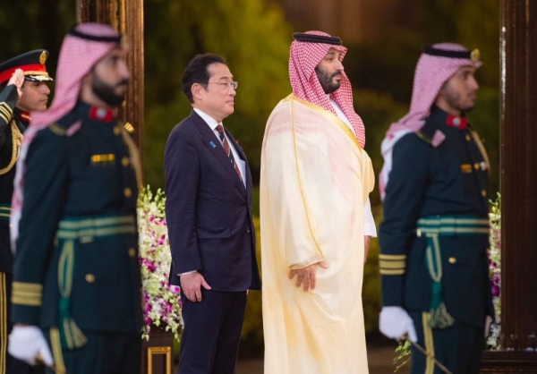 File photo of Crown Prince and Prime Minister Mohammed Bin Salman and Japan's Prime Minister Fumio Kishida in Jeddah, July 2023. 