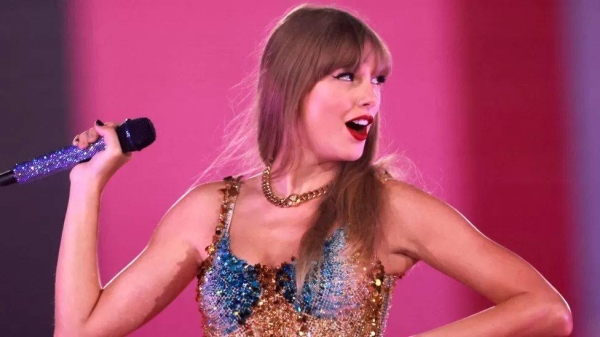 US singer-songwriter Taylor Swift performs during her Eras Tour at Sofi stadium in Inglewood, California