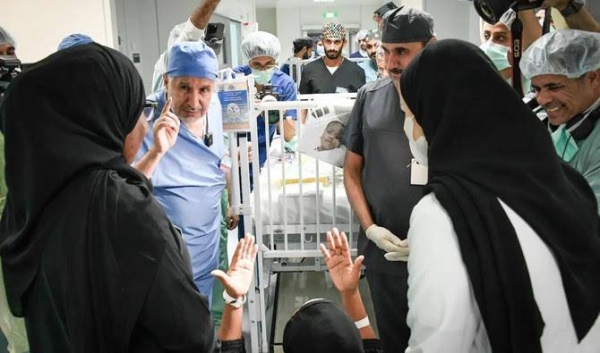 A medical team, headed by Dr. Abdullah Al Rabeeah, and comprising 35 consultants, specialists, and technical, nursing and support staff took part in the surgical separation of the Tanzanian conjoined twins— Hassan and Hussein.