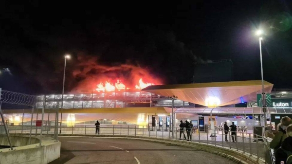 Flames could be seen from the top floor of the multi-story car park