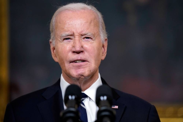 US President Joe Biden speaks at the White House in Washington, DC, on Tuesday, October 10. Evan Vucci/AP