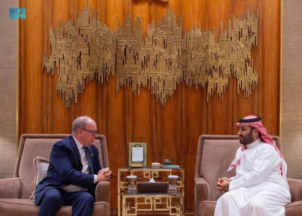 Crown Prince Prime Minister Mohammed Bin Salman met on Tuesday in Riyadh with Prince Albert II of Monaco.