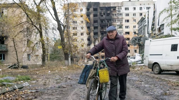 A man walks through the town of Avdiivka in eastern Ukraine, battered by Russian assault. — courtesy Reuters