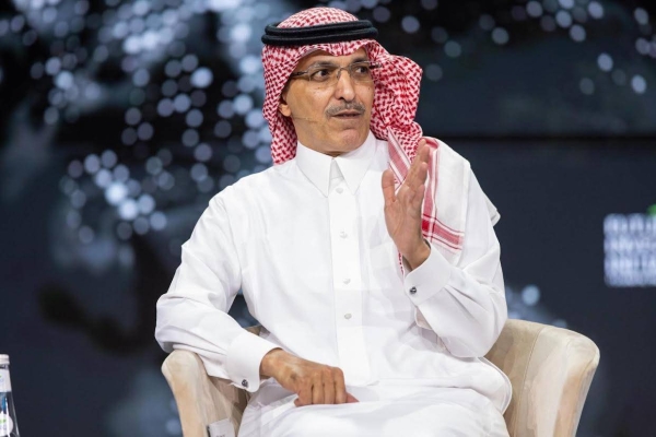 Saudi Finance Minister Mohammed Al-Jadaan addressing the Future Investment Initiative in Riyadh on Wednesday.