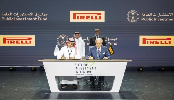 According to the agreement, announced on Thursday, PIF will have 75% majority stake in the tire manufacturing facility to be set up in Saudi Arabia with Pirelli.