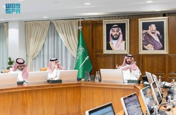 Minister of the National Guard Prince Abdullah bin Bandar meeting military officials of the National Guard at his office in Riyadh on Wednesday.