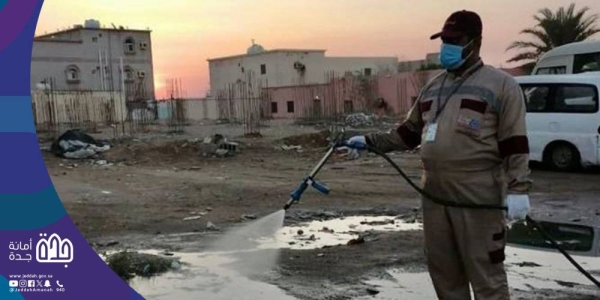 The Jeddah Governorate Municipality began spraying insecticide on places where water accumulated after the rains that the city witnessed during Friday and Saturday.