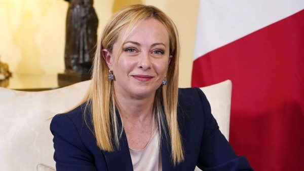 Italian Prime Minister Georgia Meloni during a visit to the United Kingdom in April 2023