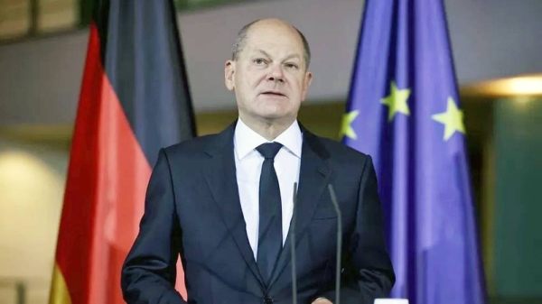 German Chancellor Olaf Scholz speaks during a meeting with heads of German federal states on Mnday. — courtesy EPA