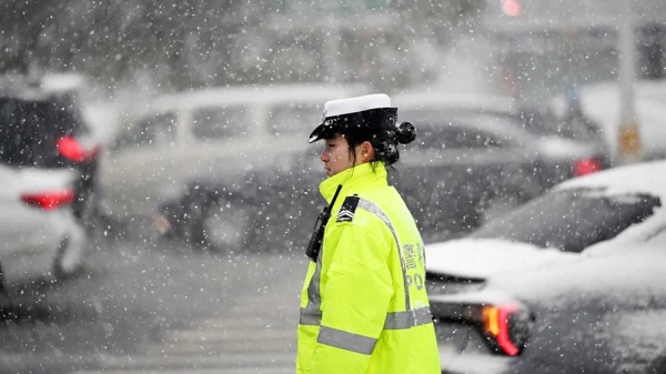 View of the first snowstorm of 2023 in Shenyang, Liaoning Province, China, Sunday. — courtesy CFOTO/Future Publishing via Getty Images)