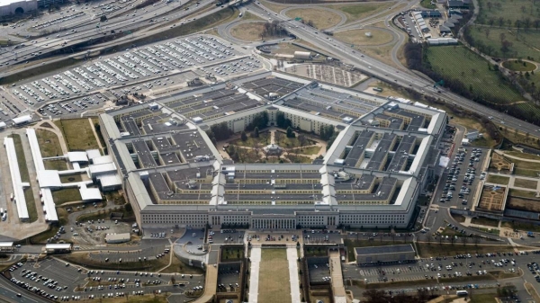 The Pentagon is seen from the air in Washington on March 3, 2022