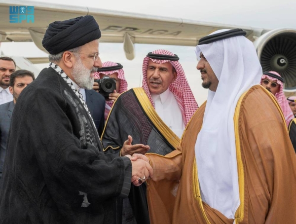 Iranian President Ebrahim Raisi welcomed at King Khalid International Airport by Deputy Governor of Riyadh Region Prince Mohammed bin Abdulrahman.