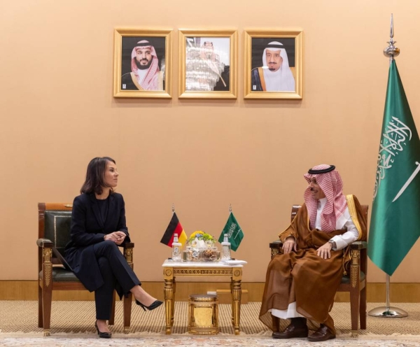 Saudi Arabia's Foreign Minister Prince Faisal Bin Farhan and his German counterpart Annalena Baerbock met, on Saturday, in Riyadh and they discussed the latest developments in Gaza and its surroundings.