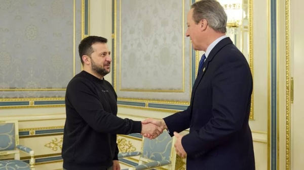 David Cameron meets President Volodymyr Zelensky in Kyiv during his first working visit to Ukraine as Britain's new foreign secretary