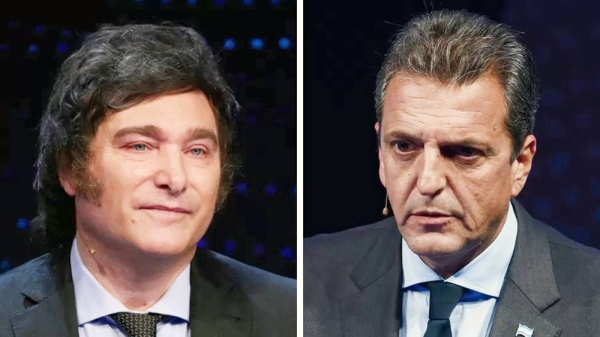 Javier Milei (left) and Sergio Massa have been battling it out in an acrimonious election campaign. — courtesy Getty Images