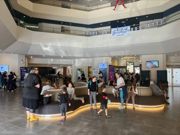 Israelis who were evacuated from the north of the country and seen in a hotel lobby in Tiberias, Israel, on November 16