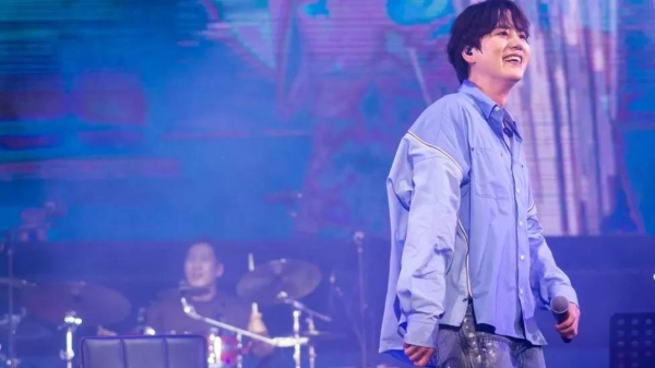 Kyuhyun, a member of K-pop boy group Super Junior, performs at Seoul Park Music Festival
