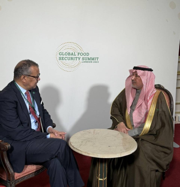 WHO chief Tedros Adhanom Ghebreyesus meets with Supervisor General of KSrelief Dr. Abdullah Al Rabeeah in London.